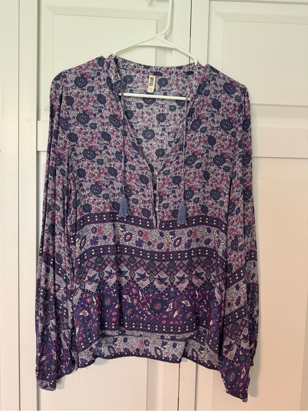 Spell Floral Peasant Blouse - Blue/Purple
